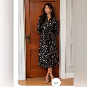 Boden Floral Midi Dress - Navy and Red